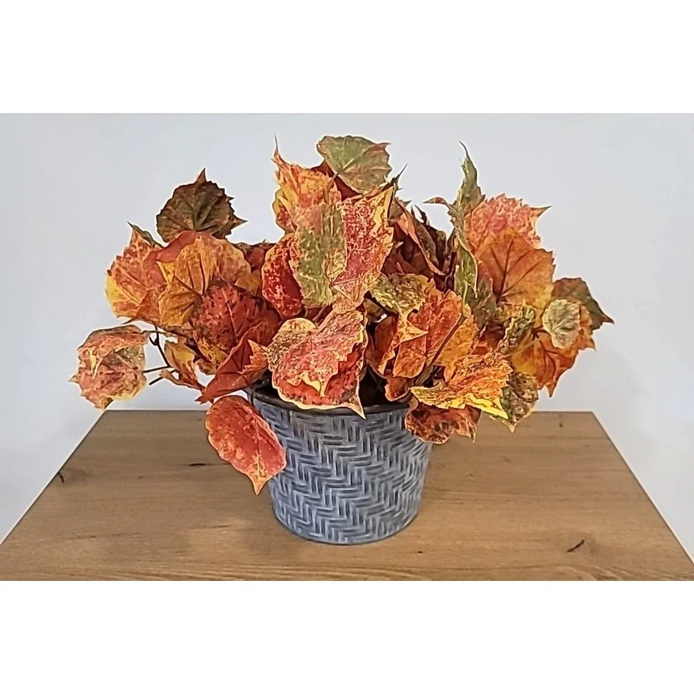 4 piece Artificial Aspen Leaf -2 Stems & 2 6ft Garland Fall/Thanksgiving Decor